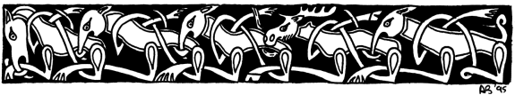 A celtic frieze with animals including a moose