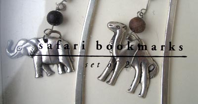 two metal bookmarks with animal charms